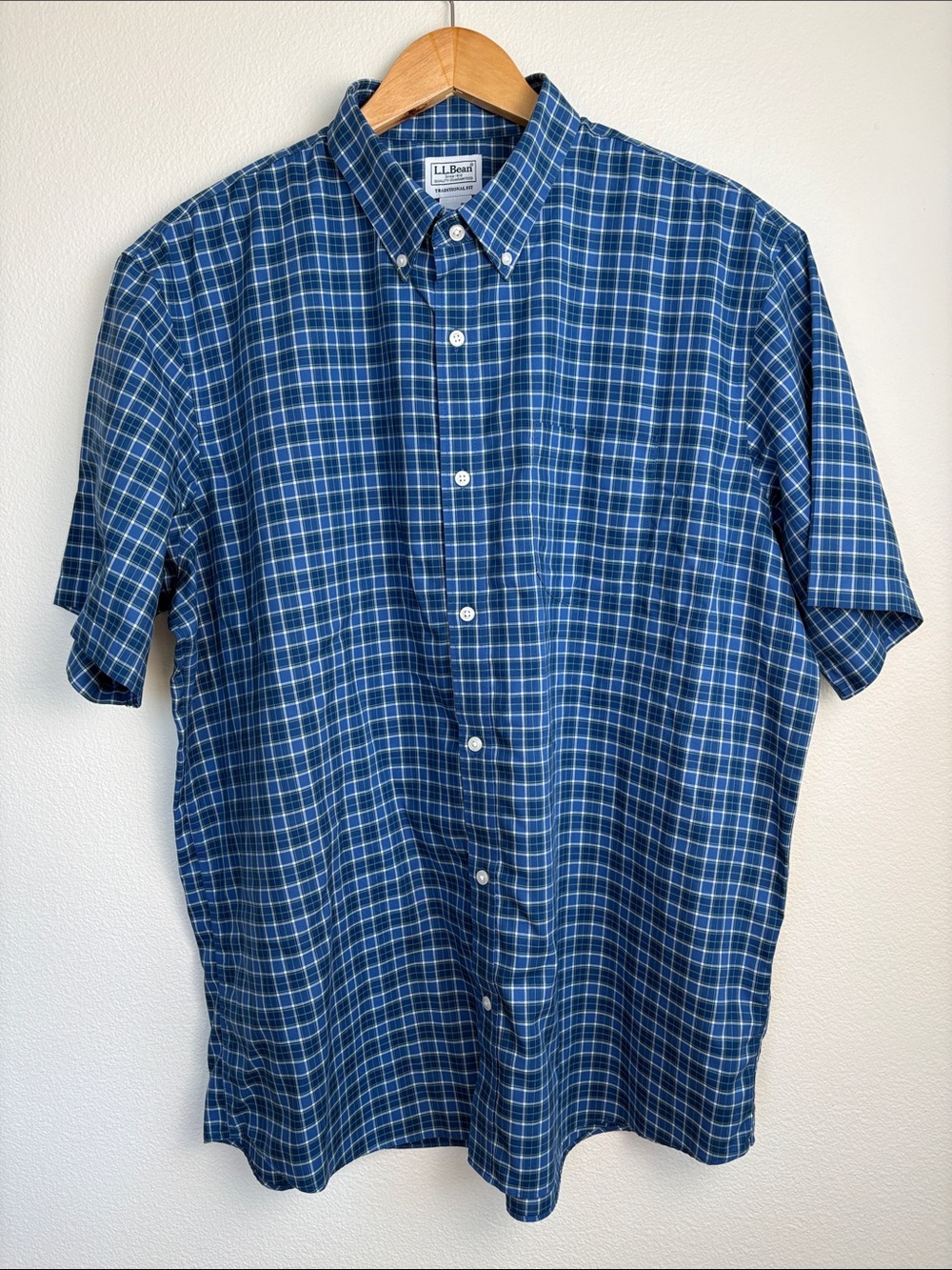L.L. Bean Men’s Wrinkle-Free Kennebunk Sport Shirt Short Sleeve Plaid XL-REG EUC